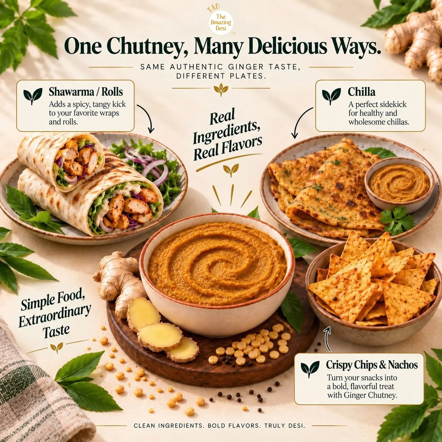 TAD Ginger Instant Chutney Mix – 30g | Ginger Fusion Dip | 3 In 1 Mix - Image 6