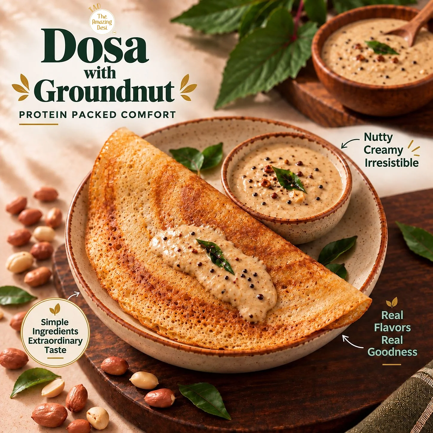 TAD Groundnut Instant Chutney Mix – 100g | South Indian Dosa Chatni | 3-In-1 Mix - Image 5
