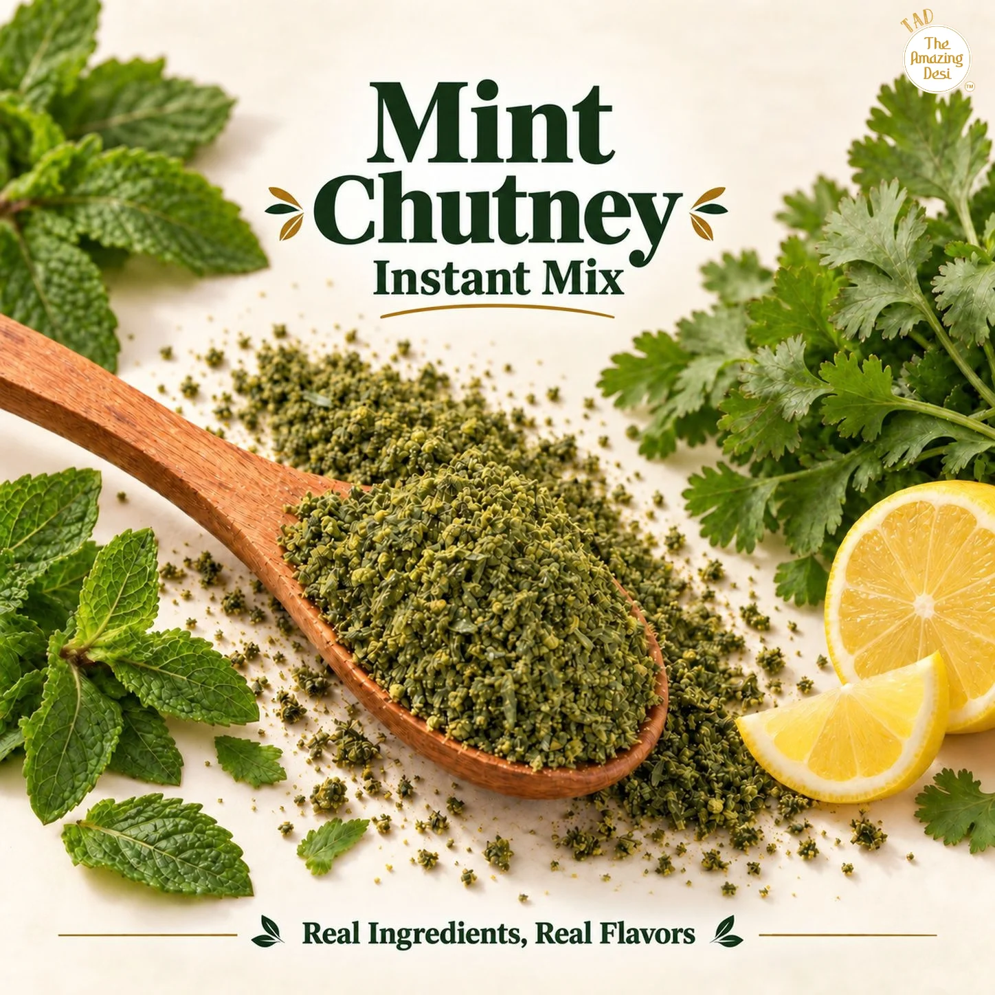 Mint Instant Chutney Powder Delhi Wali Hari Pudina Chatni 100g Natural Vegan No Preservatives