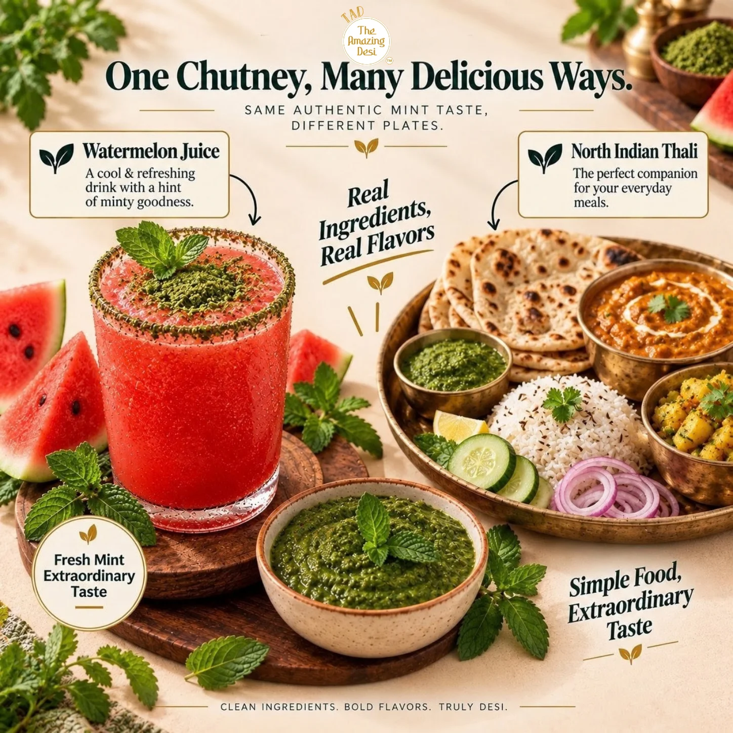 TAD Mint Instant Chutney Mix – 30g | Delhi Wali Hari Pudina Chatni | 3 In 1 Mix - Image 6