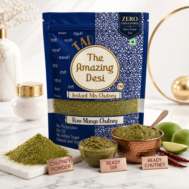 Raw Mango Instant Chutney Powder Kaccha Aam Thecha 100gm Tangy Natural Vegan Zero Oil