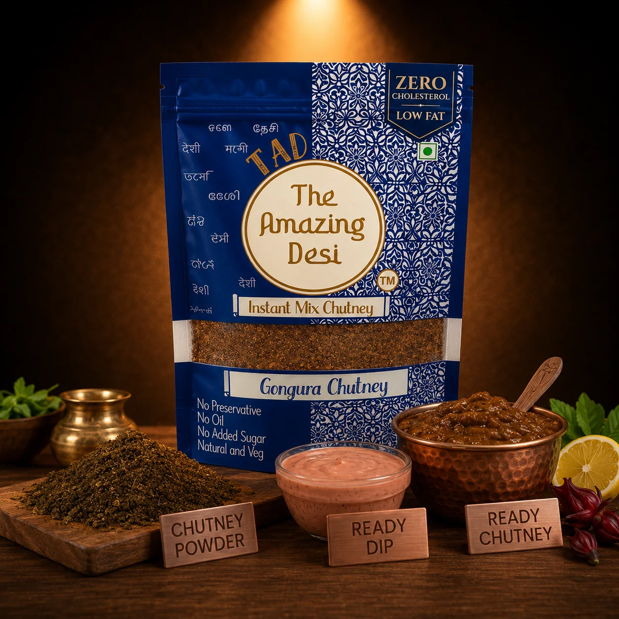 TAD – The Amazing Desi Sour & Sizzle Chutney Combo | Gongura & Garlic Chutney | 5-6 Servings/Pack | Instant South Indian Style Chutney Mix | Pack of (2 x 100g) - Image 2